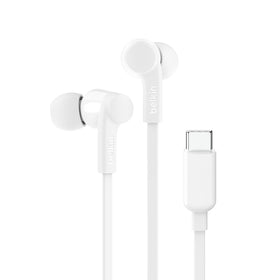 Belkin SoundForm Headphones with USB-C connector for clear audio on compatible devices.