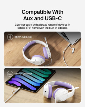 Belkin SoundForm Inspire headset lavender adjustable headband for growing kids.