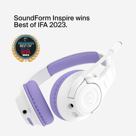 Belkin SoundForm Inspire kids headset folded for travel compact and portable
