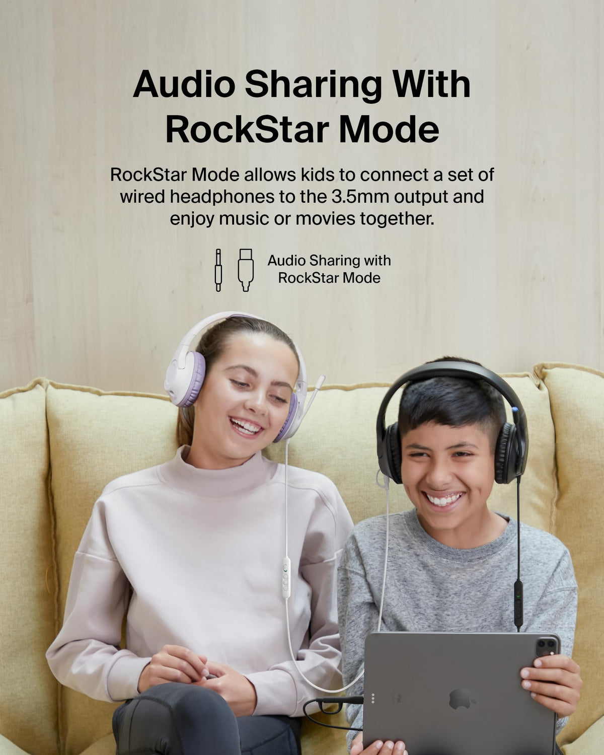 Belkin SoundForm Inspire USB-C and 3.5mm dongle compatibility for versatile devices.