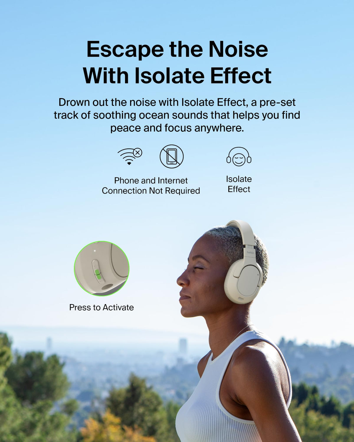 Belkin SoundForm Isolate CloudCushion close-up highlighting soft ear comfort