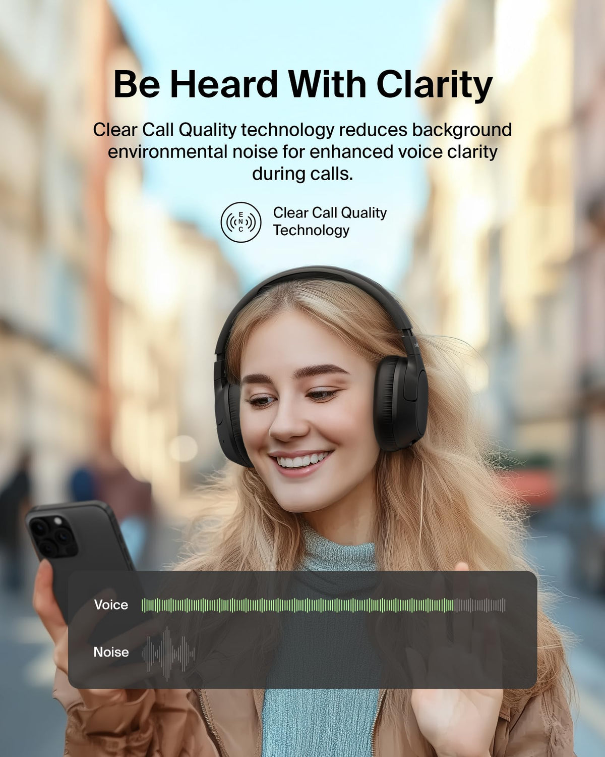 Belkin SoundForm Isolate ear cup label detail showing driver and premium finish for clear audio