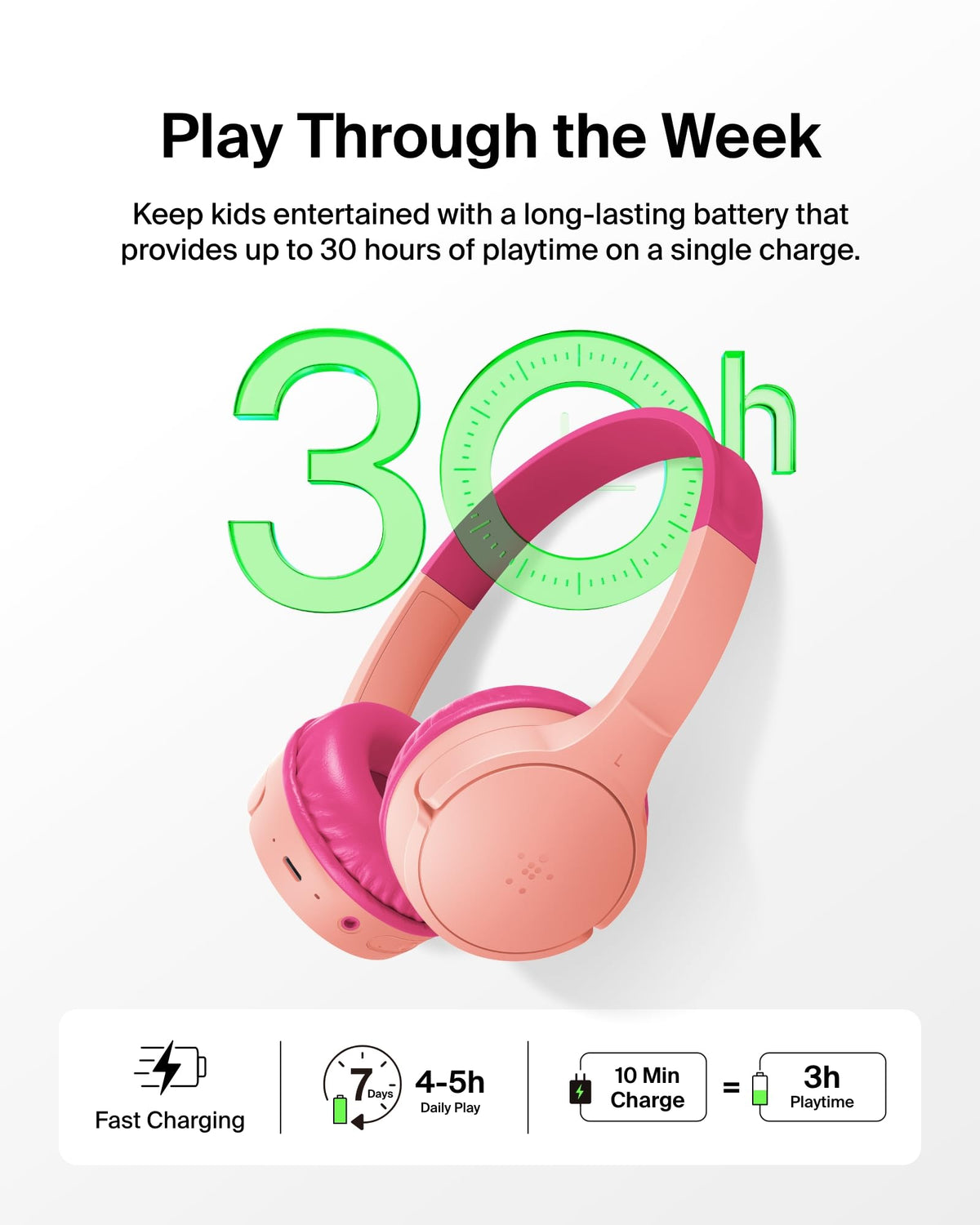 Belkin earcup close-up highlighting soft cushions for comfortable long listening