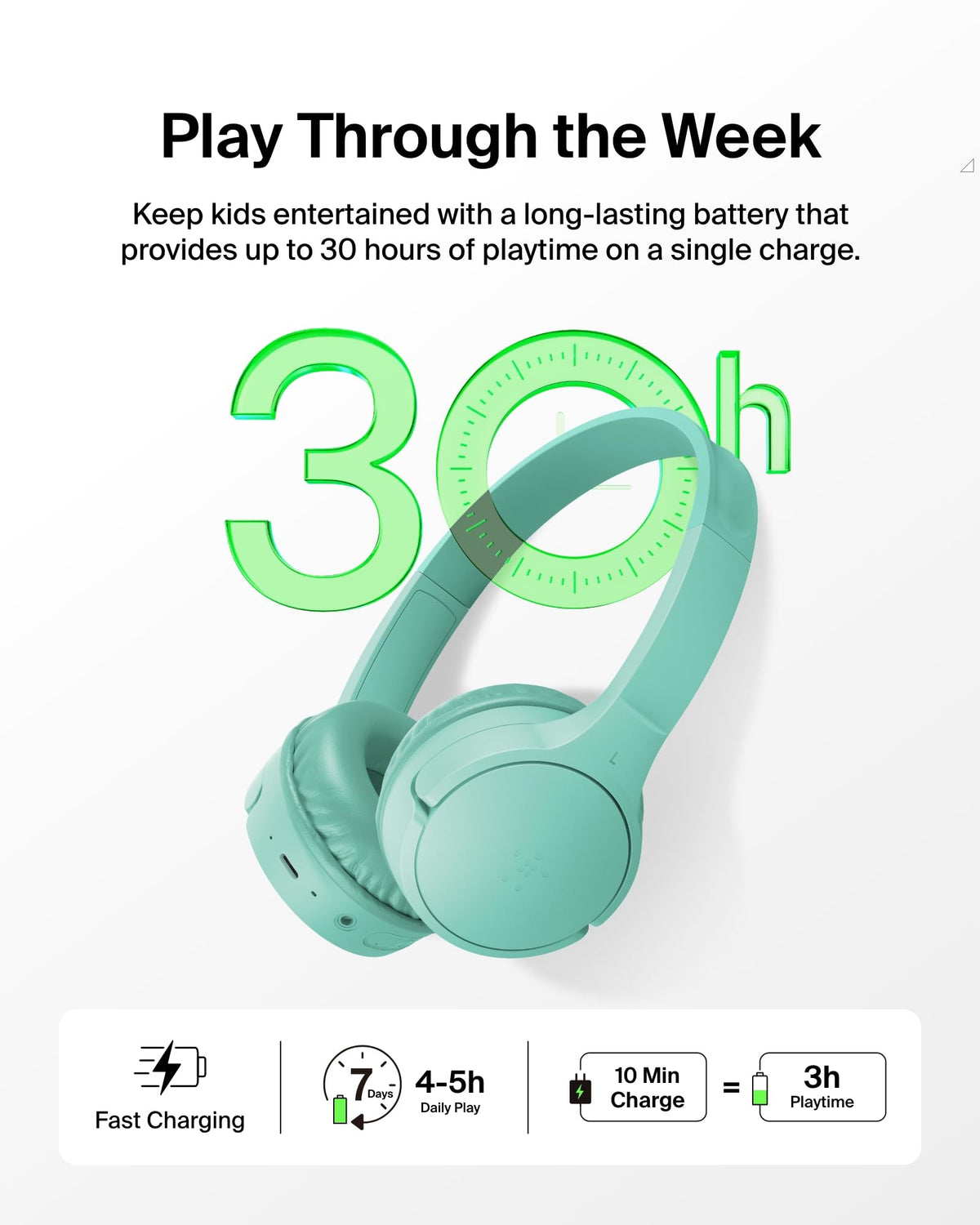 Belkin SoundForm Mini earcup close-up highlighting soft cushions and durable finish