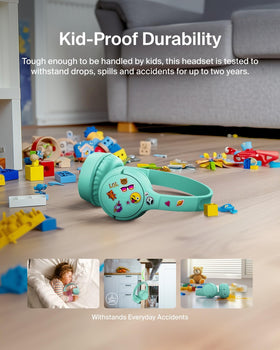 Belkin SoundForm Mini worn by child using tablet benefit: clear audio for learning