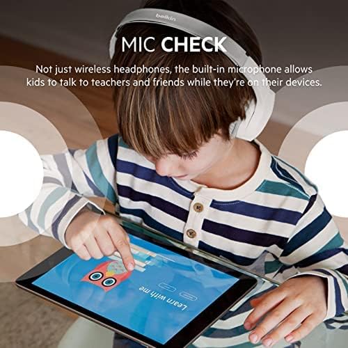 Belkin SoundForm Mini next to a tablet illustrating size and portability benefits