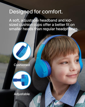 Belkin SoundForm Mini next to phone and tablet demonstrating Bluetooth range