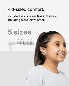 Belkin SoundForm Nano 2 open charging case illustrating 28 hours battery benefit
