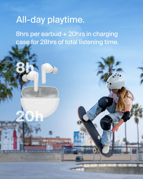Belkin SoundForm Nano 2 earbud close-up highlighting 6mm driver and clear sound