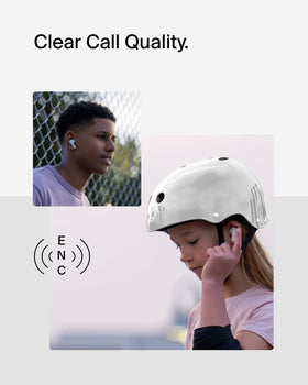 Belkin SoundForm Nano 2 on child demonstrating secure fit and sweat resistance