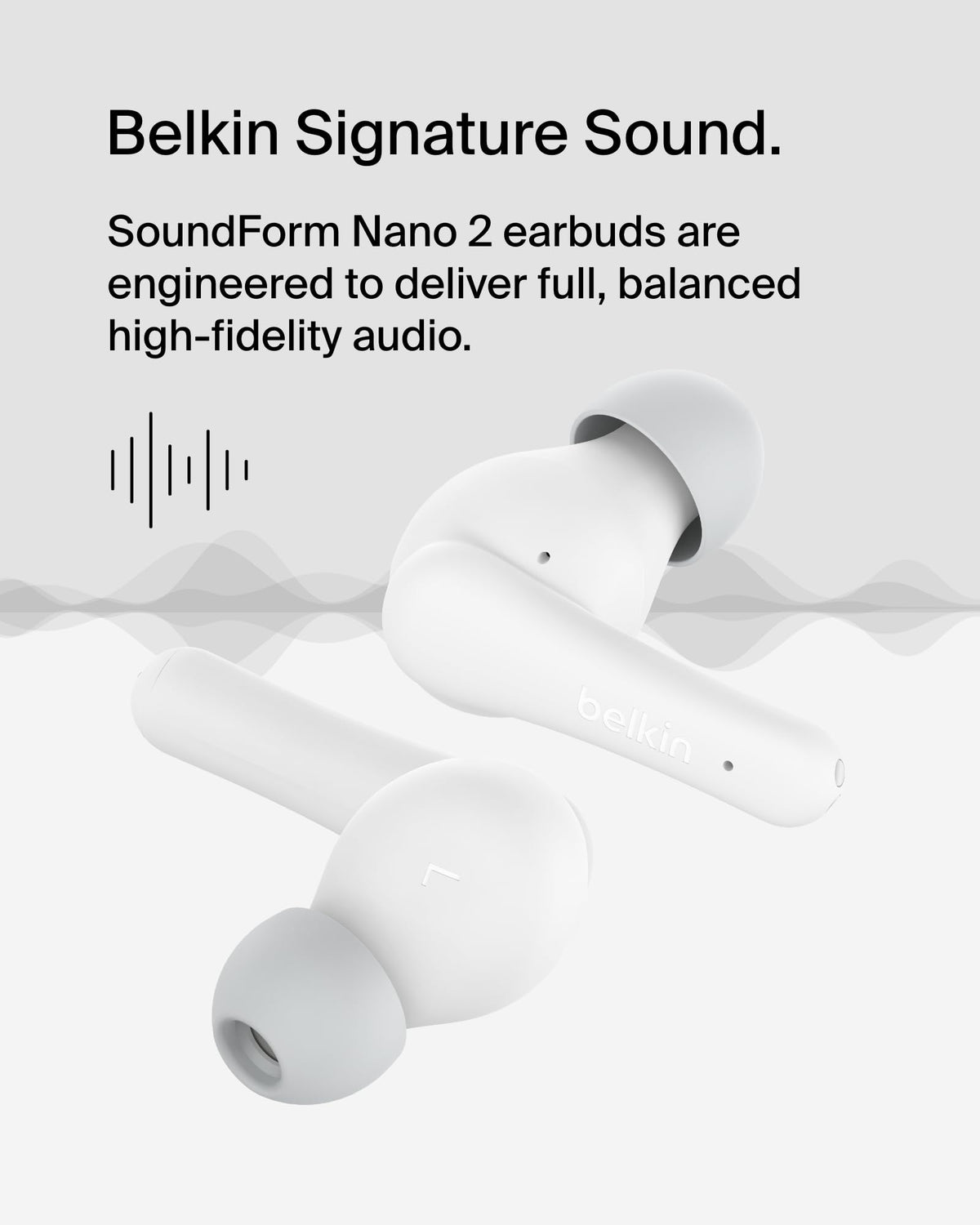 Belkin SoundForm Nano 2 beside a key showing compact scale for easy portability