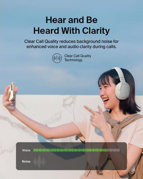 Close-up of soft ear cup on Belkin headphones showing plush comfort benefit