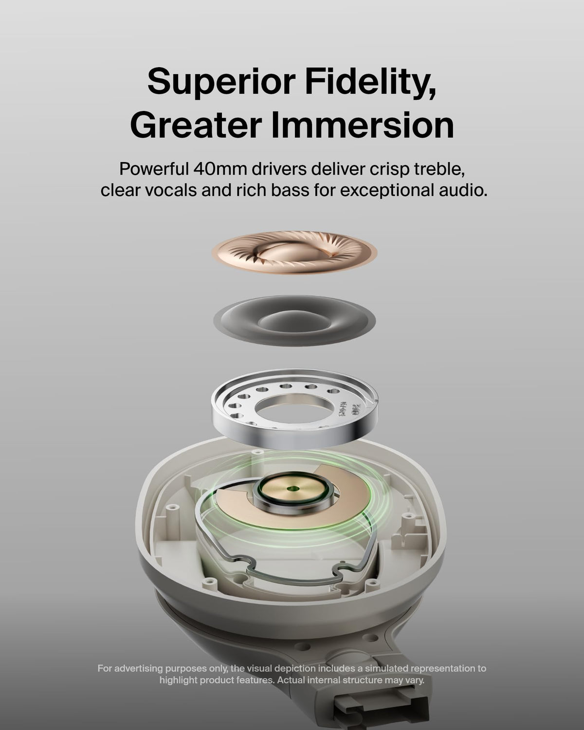 Adjustable headband detail on Belkin headphones indicating personalized fit