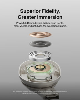 Adjustable headband detail on Belkin headphones indicating personalized fit