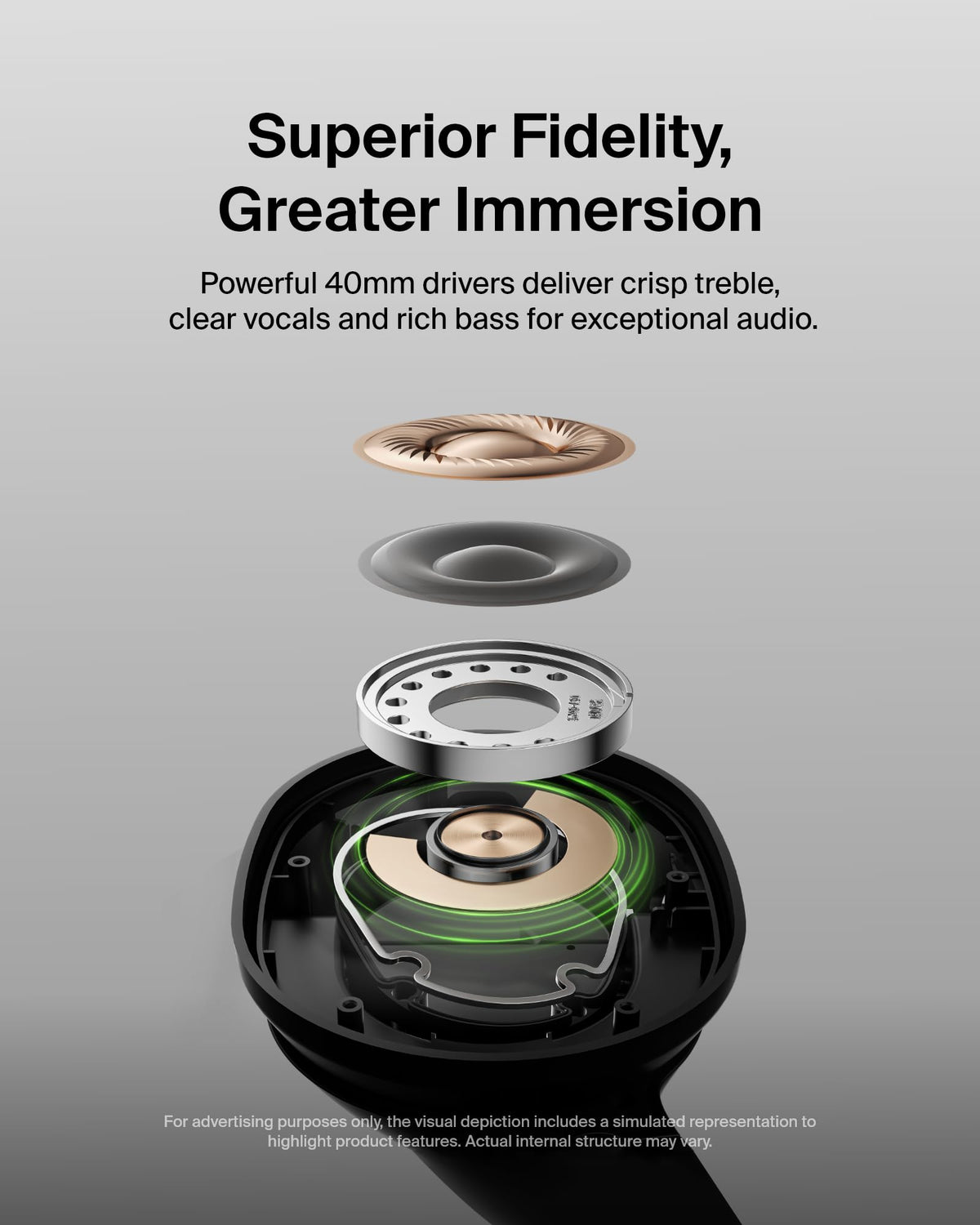 Belkin SoundForm Surround side profile showing adjustable headband benefit