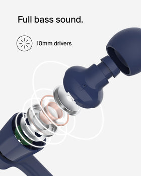 Compact Belkin SoundForm USB-C earbuds design for portability.