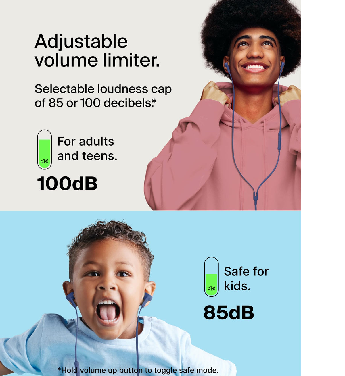 Belkin USB-C earbuds with built-in mic for calls on USB-C devices.