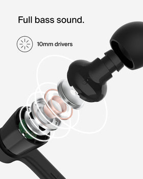 Belkin SoundForm 10mm driver delivering clear, balanced sound.