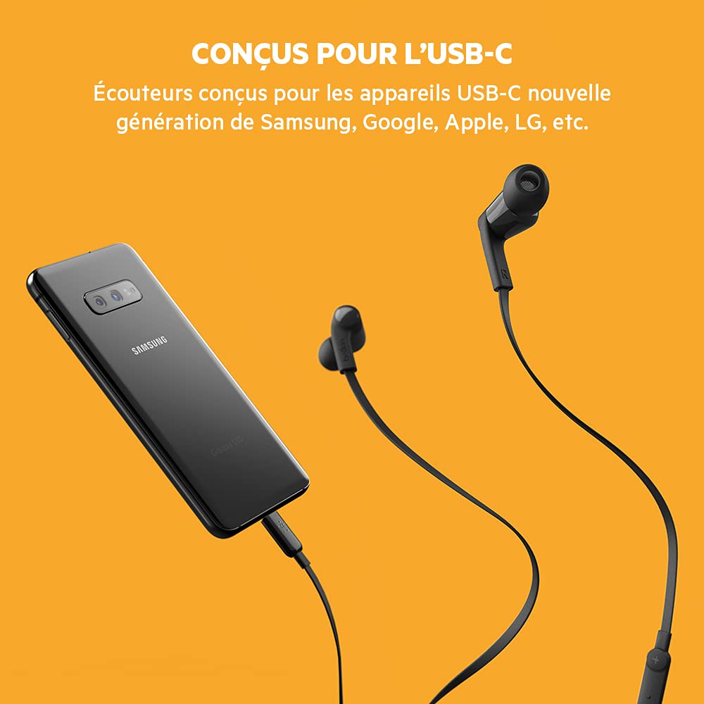 Belkin SoundForm wired earbuds with flat, tangle-free cable showcased for easy travel.