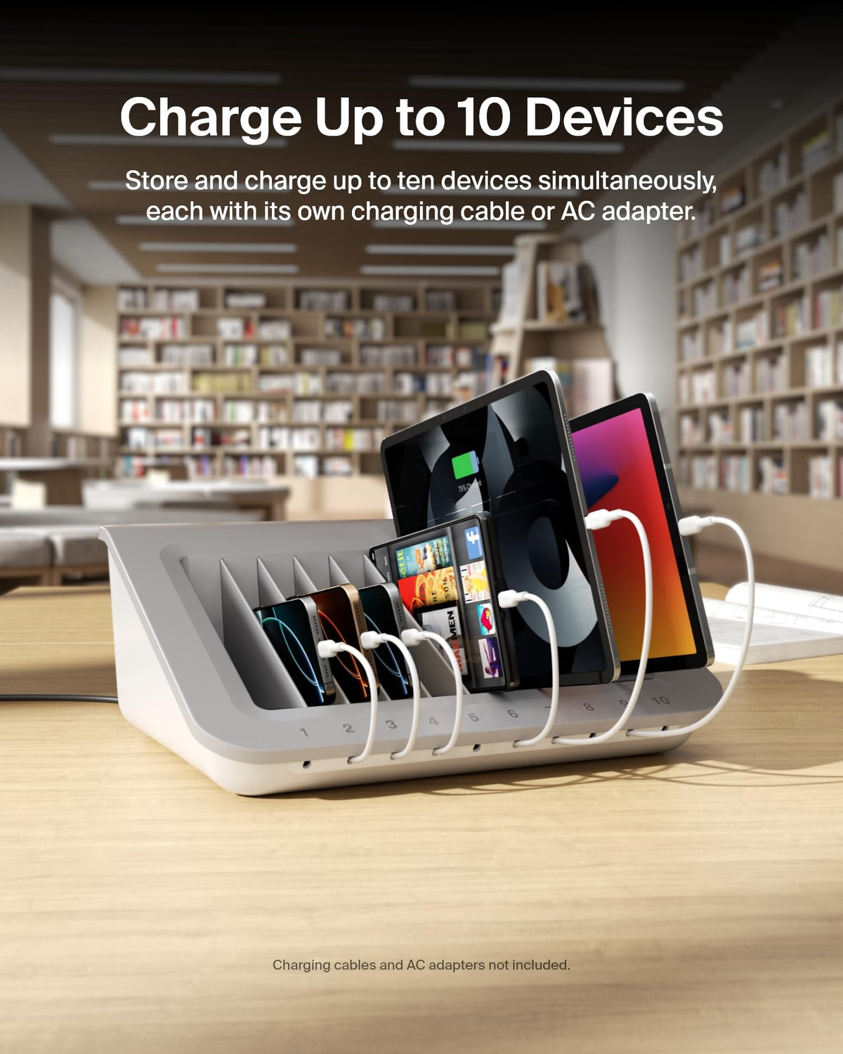 Belkin charging station with cable management reduces classroom clutter.