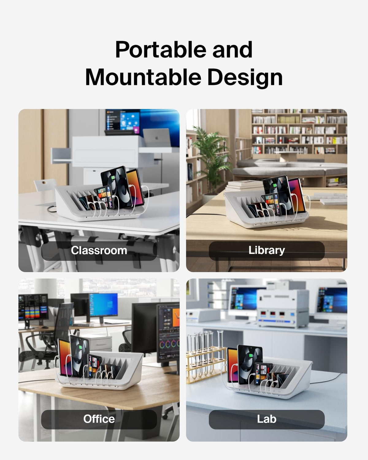Open design of Belkin station enables quick access and syncing.