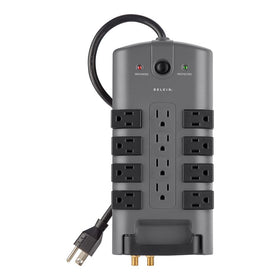 Belkin surge protector with 4 standard outlets for essential devices and peripherals