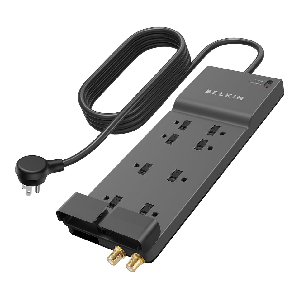 Belkin BE108230-12 surge protector with eight outlets for clutter-free desk