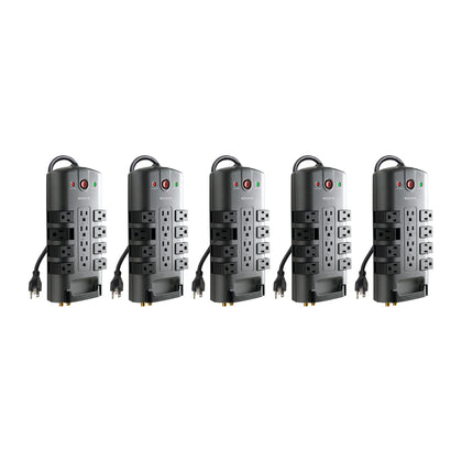 Belkin surge protector with 8 rotating outlets for flexible plug placement and a tidy desk