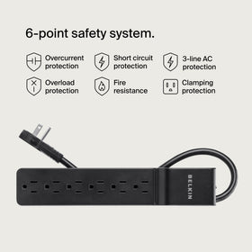 Belkin surge protector with a 360-degree rotating plug for flexible wiring