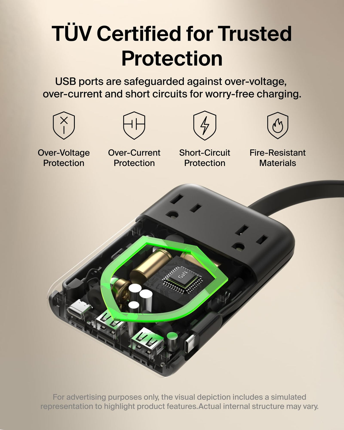Belkin travel power strip packed inside a carry‑on bag, convenient for travel and mobile work