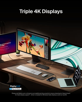 Belkin 4K HDMI and DisplayPort outputs across multiple screens