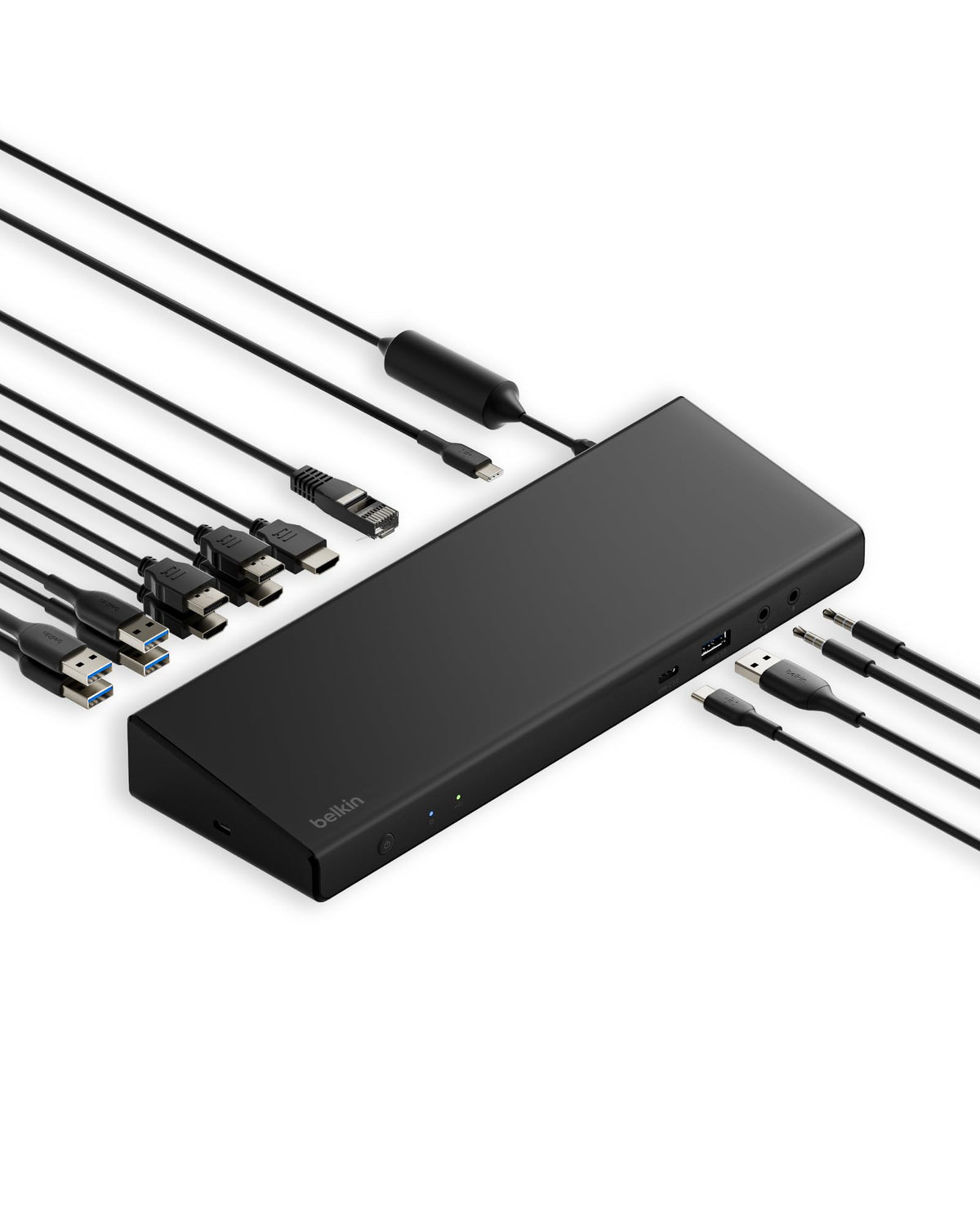 Belkin triple-display docking front ports for quick setup
