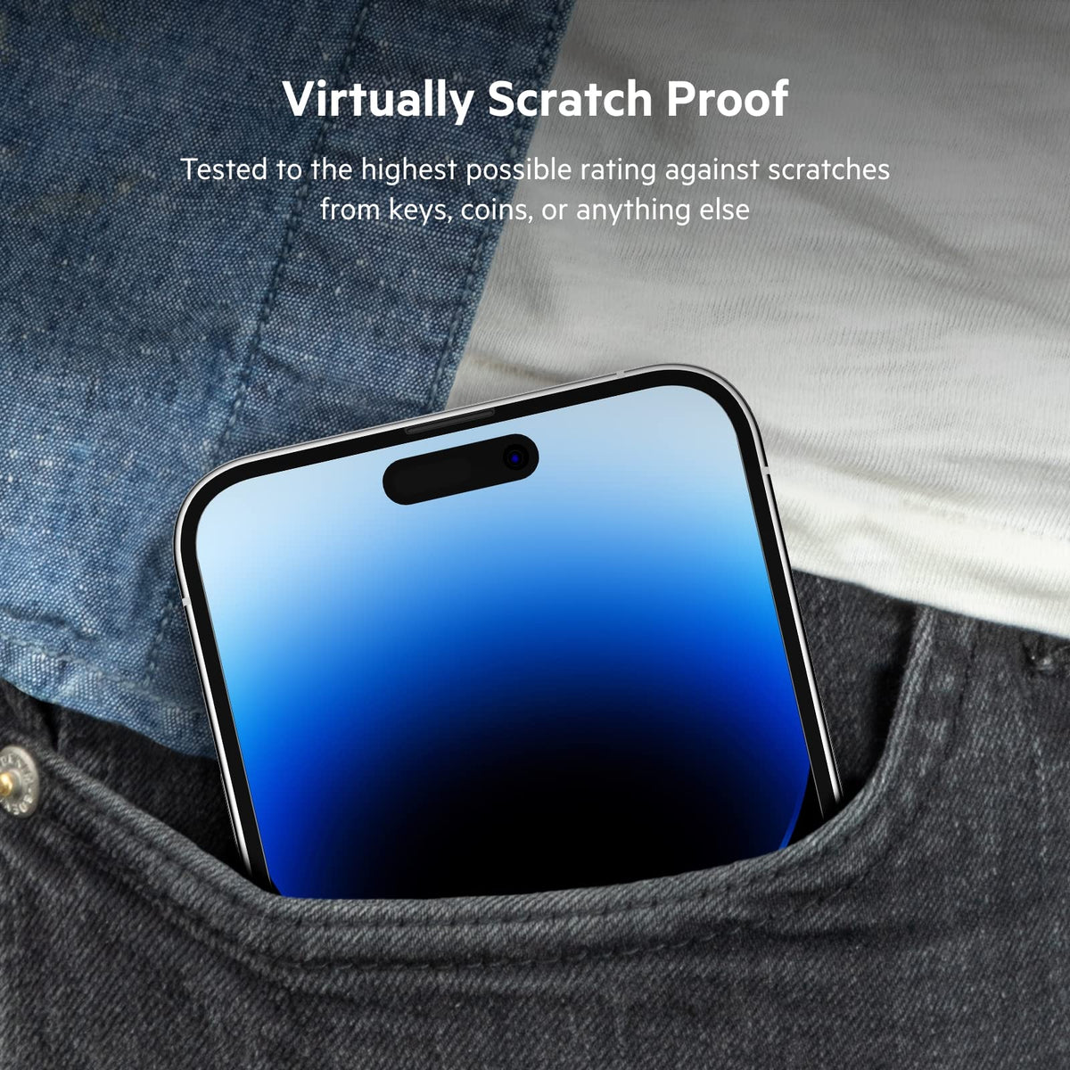 Belkin UltraGlass installation tray demonstrates easy, precise alignment during at-home application.