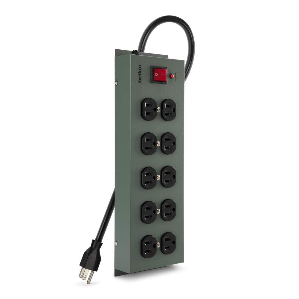 Belkin close-up of widely spaced outlets fits large plugs and charger bricks benefit