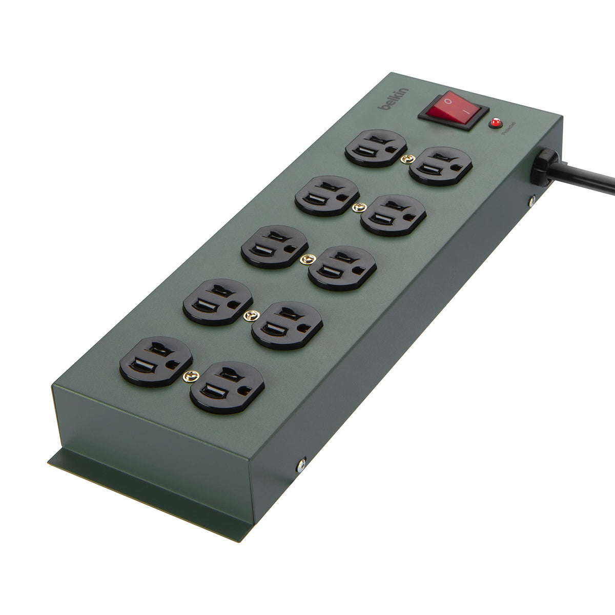 Belkin power strip showing wide-spaced outlets for large plugs