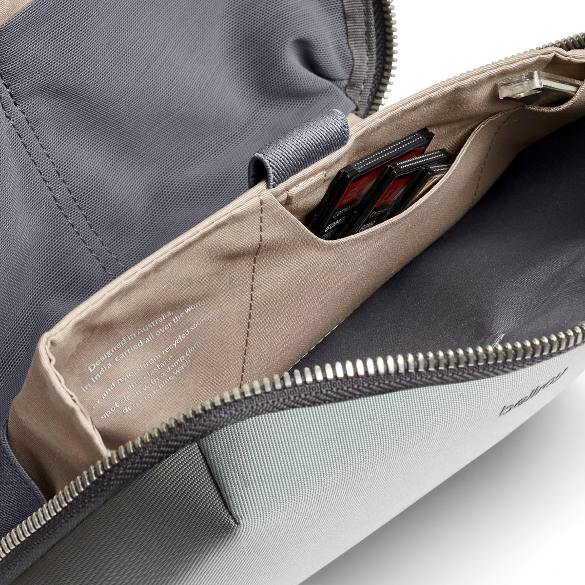 Bellroy Tech Kit floating wall with elastic cable organizer holds cords neatly
