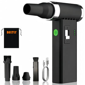 BELTLY compressed air duster delivers 110,000 RPM for keyboard and PC dust removal.