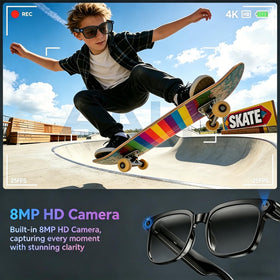 BeLuckyMan AI glasses worn on face for hands-free multimedia and calls