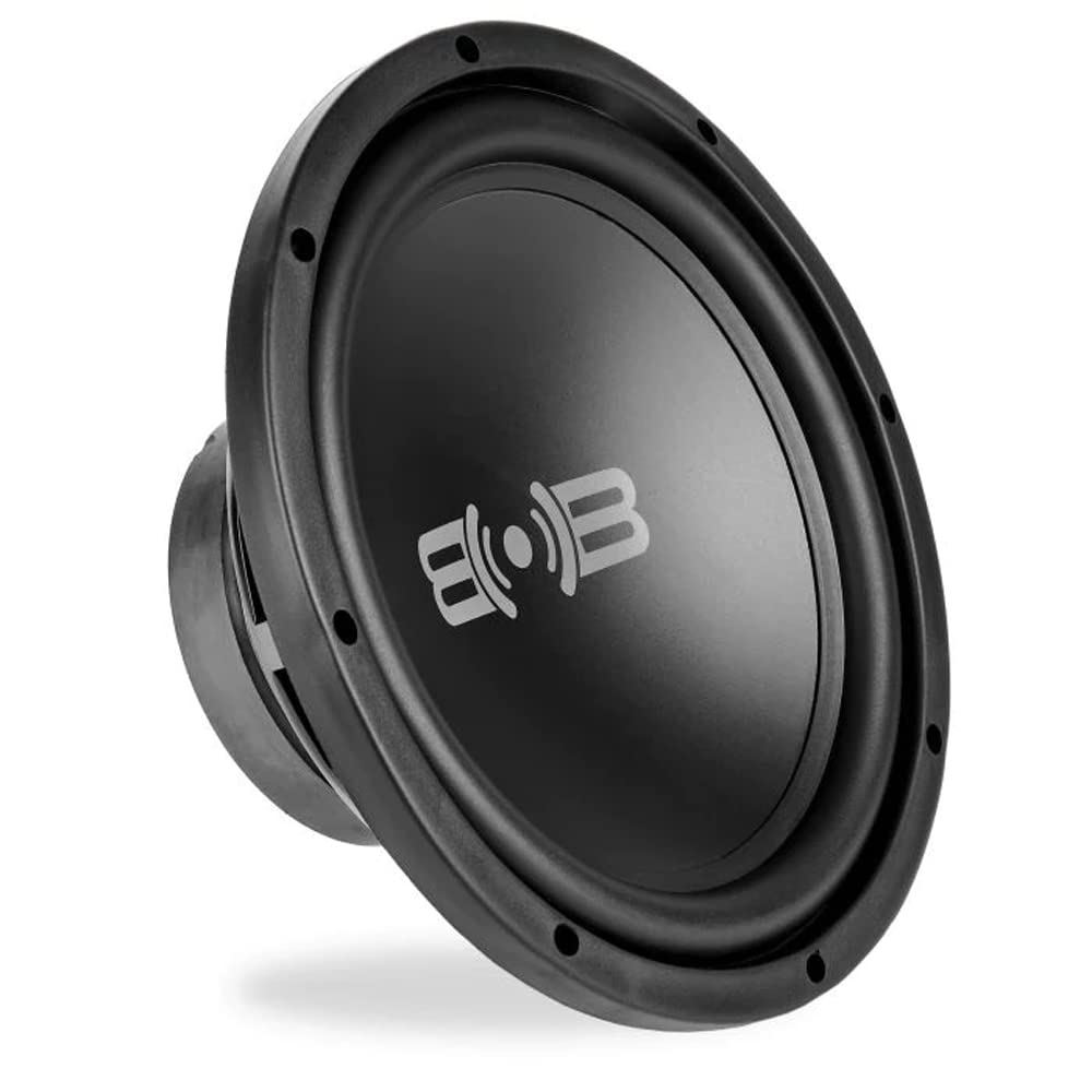 BELVA front view of 12 inch subwoofer showing mounting and cone, enhances bass clarity