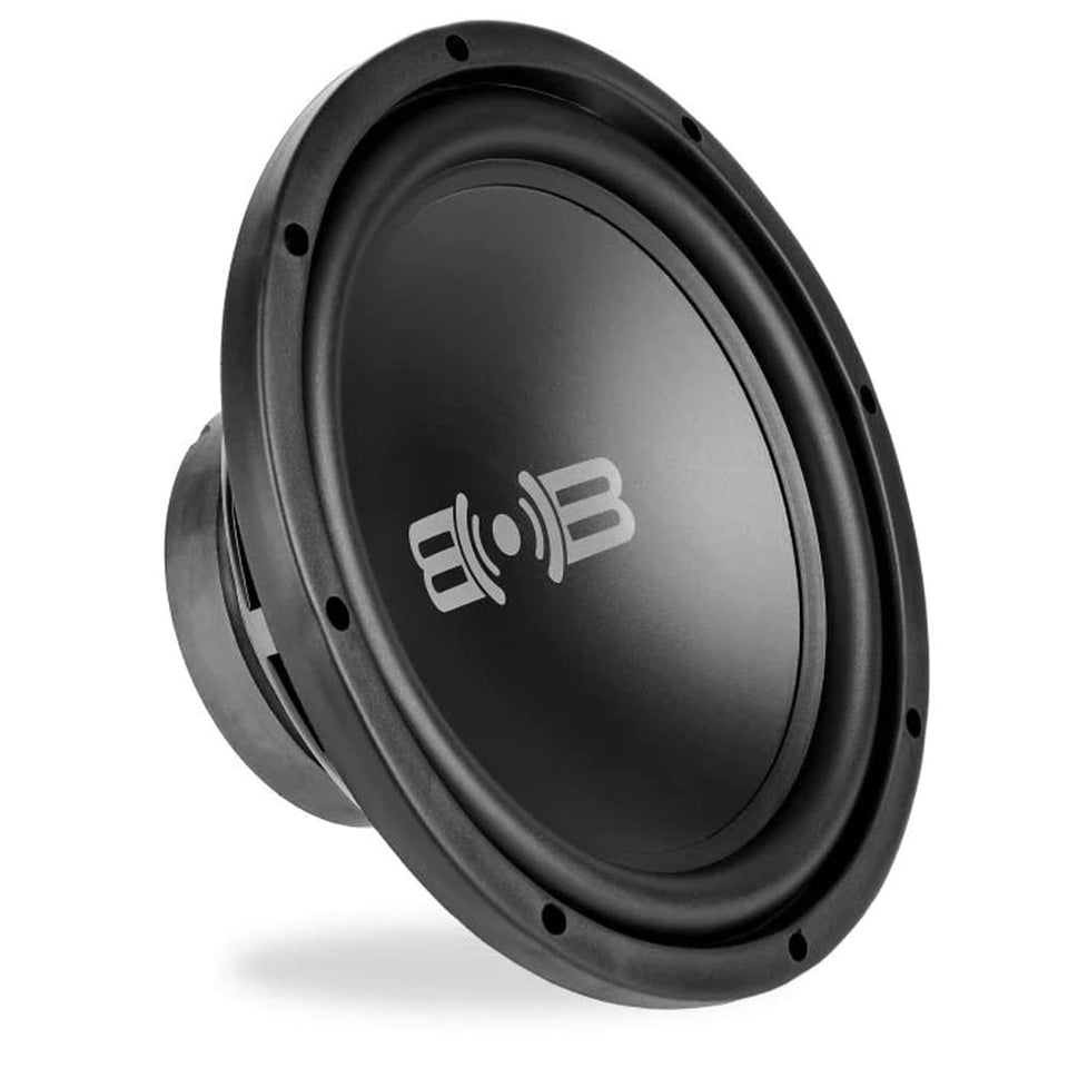 BELVA front view of 12 inch subwoofer showing mounting and cone, enhances bass clarity