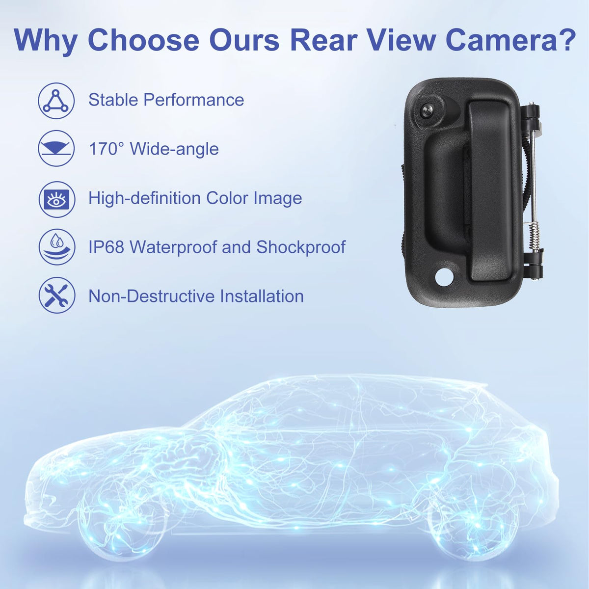 BEMOFRLAY installed on truck reversing demonstrating wide-angle visibility benefit