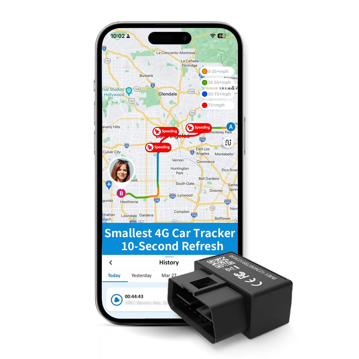 Benbengo OBD tracker front view for discreet placement and quick visibility