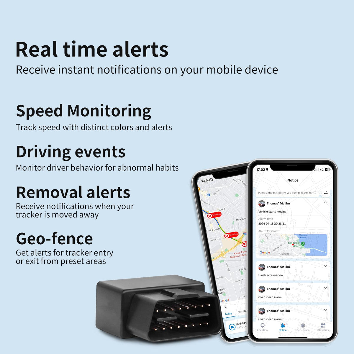Benbengo OBD tracker speed alert highlights customizable speeding warnings