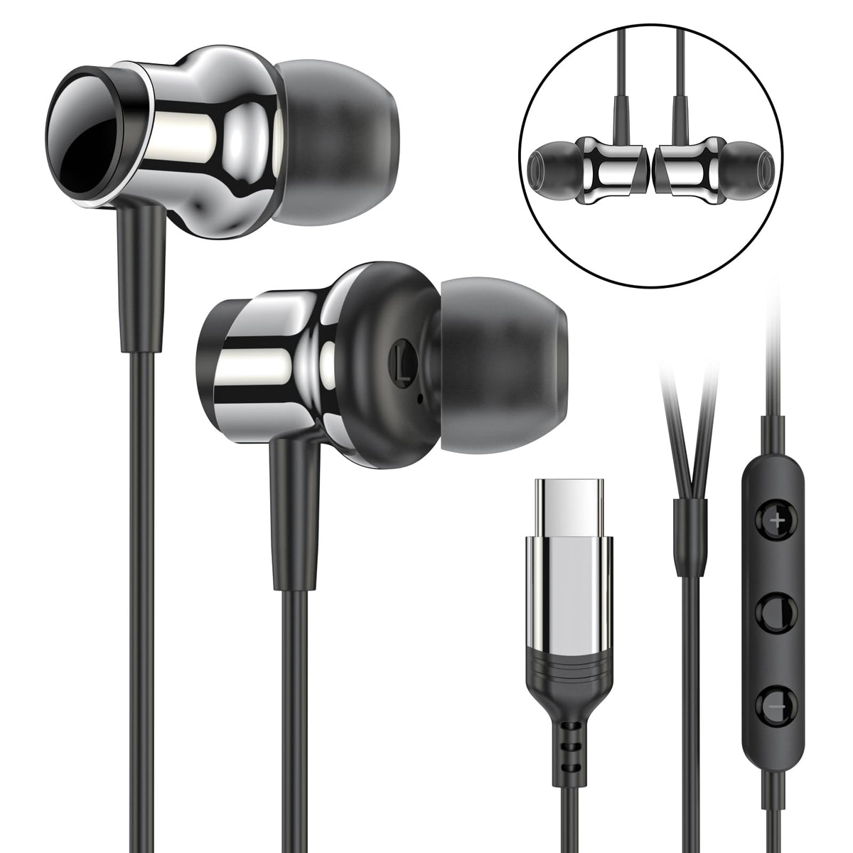 BENEWY USB‑C headphones built‑in mic and controls for easy calls