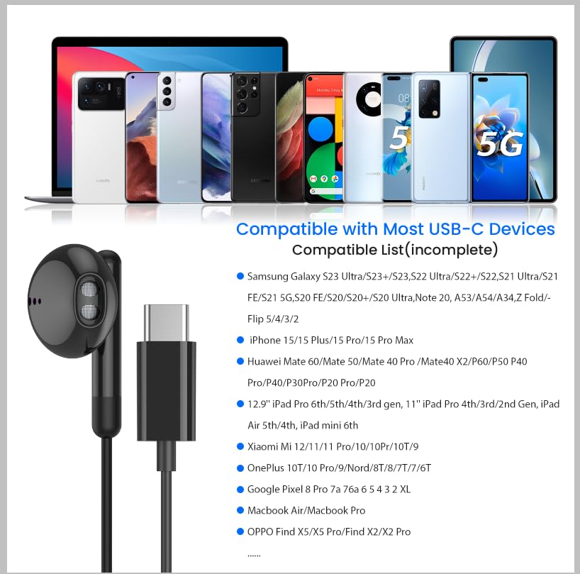BENEWY USB C headphones compatible with many devices for versatile use.