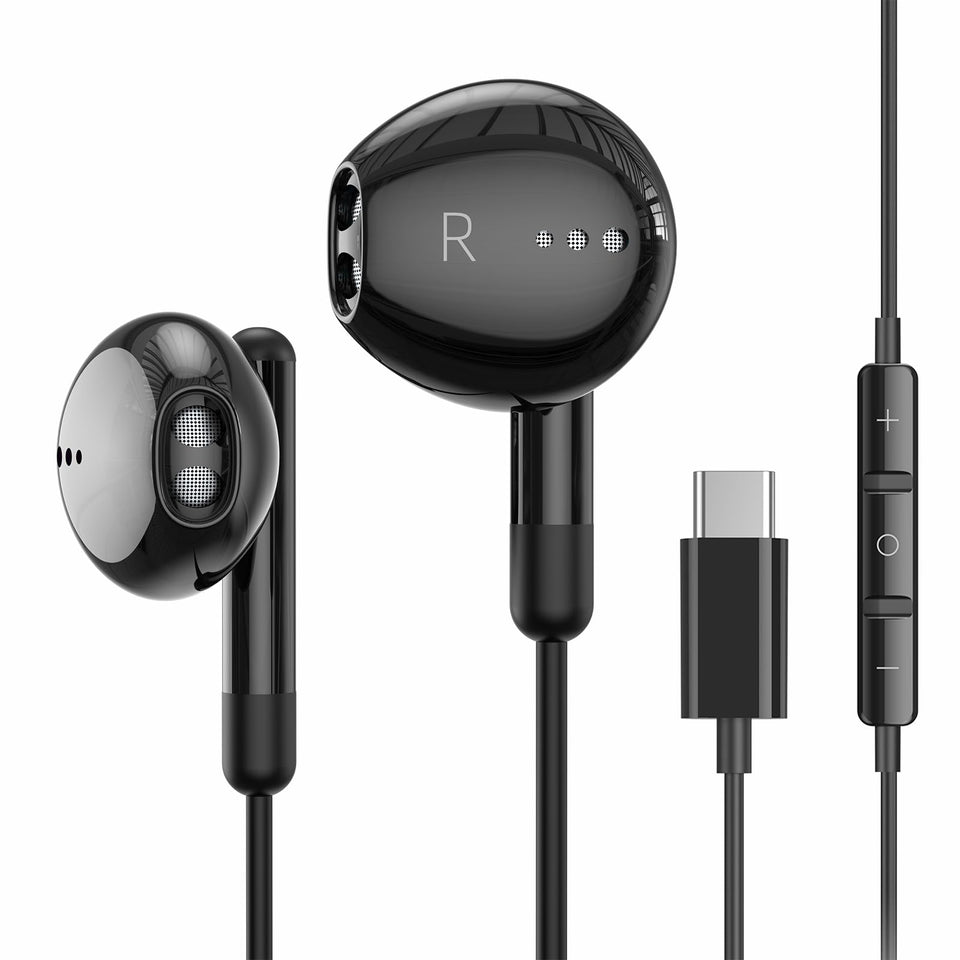 BENEWY USB C headphones with ergonomic half-in-ear design for long sessions.