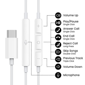 BENEWY USB-C headphones with mic and control ideal for hands-free calls