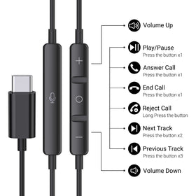 BENEWY USB C headphones with remote control and mic for easy calls.