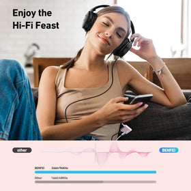 BENFEI 60W fast charging cable connected for stable power while listening