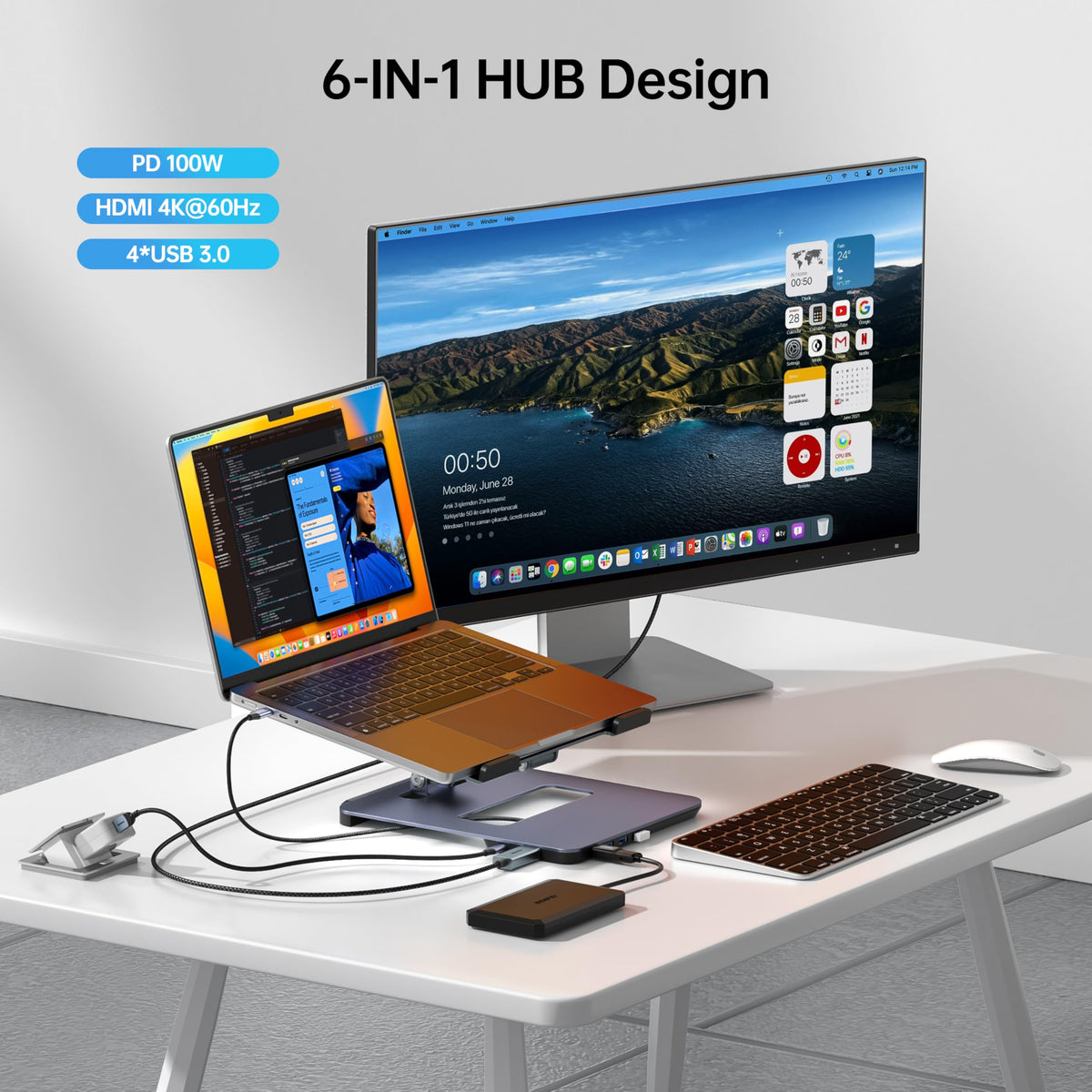 BENFEI closeup of docking ports displaying HDMI and USB3.0 for expanded connectivity